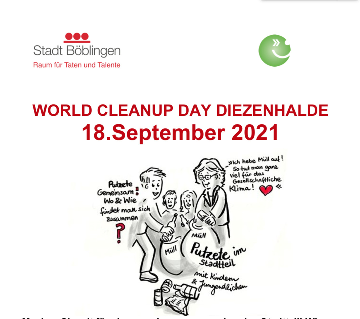 Stadtteilputzete Diezenhalde am World Cleanup Day 2021 (Baden-Württemberg)