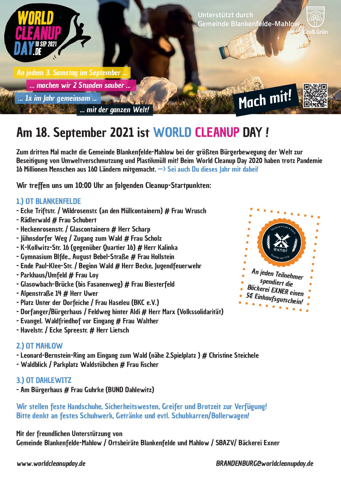 World Cleanup Day in Blankenfelde-Mahlow/OT Blankenfelde XIII (Brandenburg)