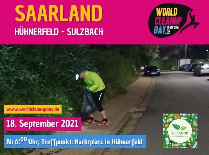 Early-Bird-Plogging zum World Cleanup Day in Hühnerfeld - Sulzbach - (Saarland)