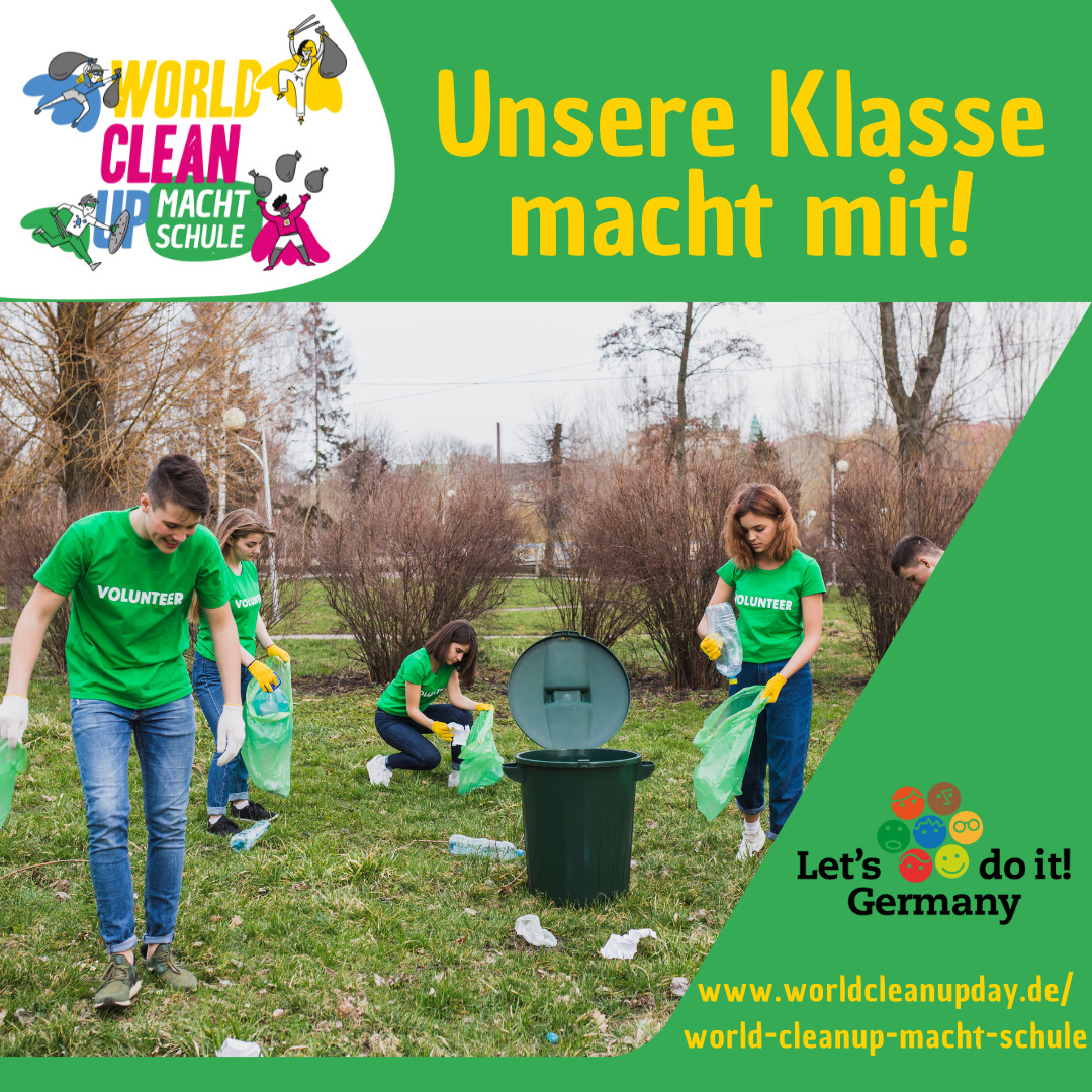 Müllsammelaktion rund um das Schulgelände (Thüringen)