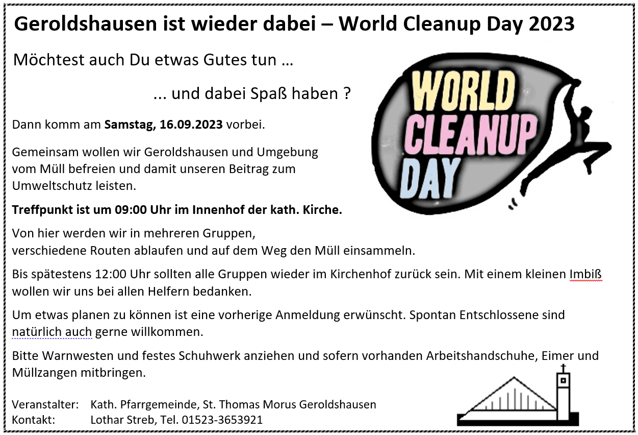 Geroldshausen ist wieder dabei - World Cleanup Day 2023 (Bayern)