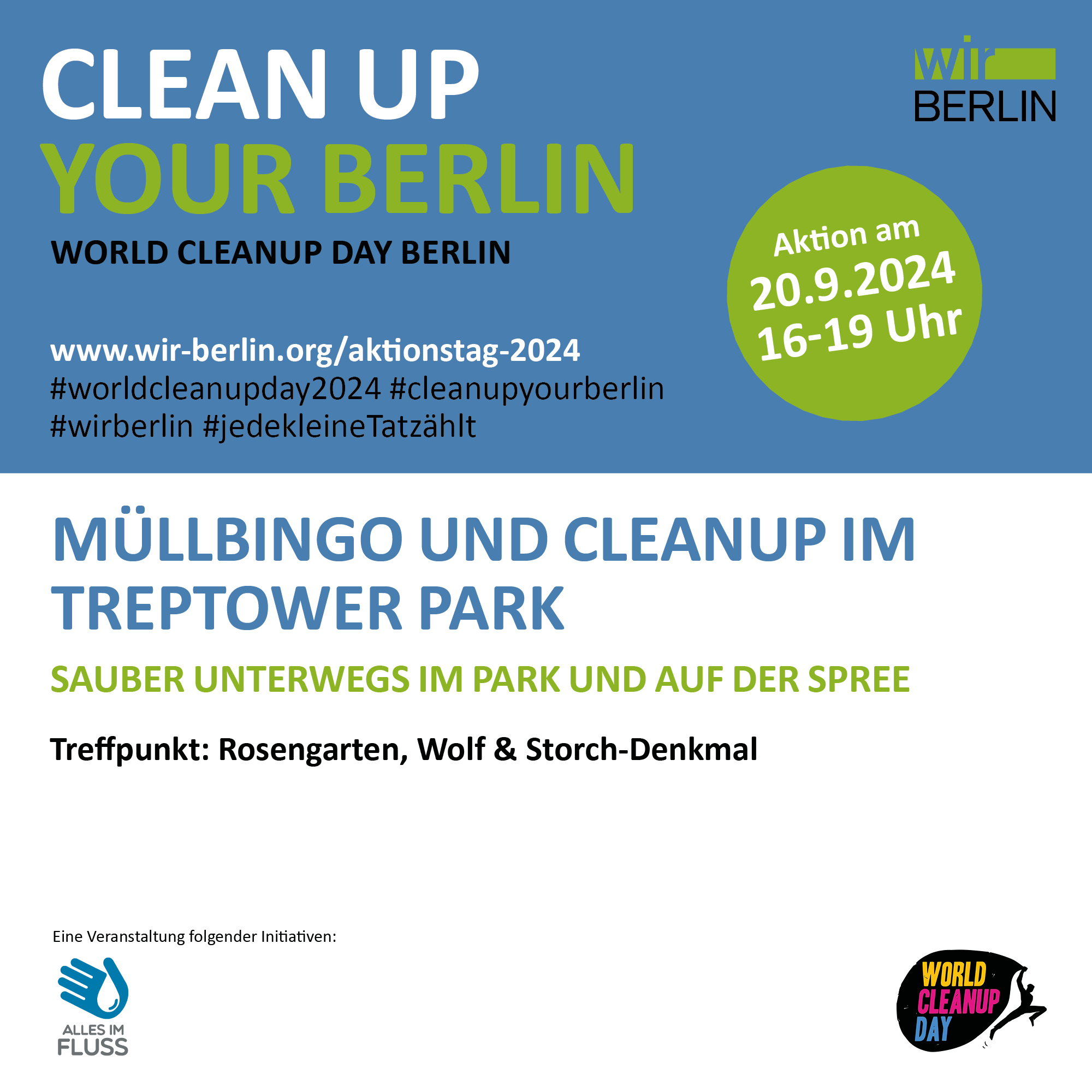 Müllbingo und Cleanup im Treptower Park (Berlin)