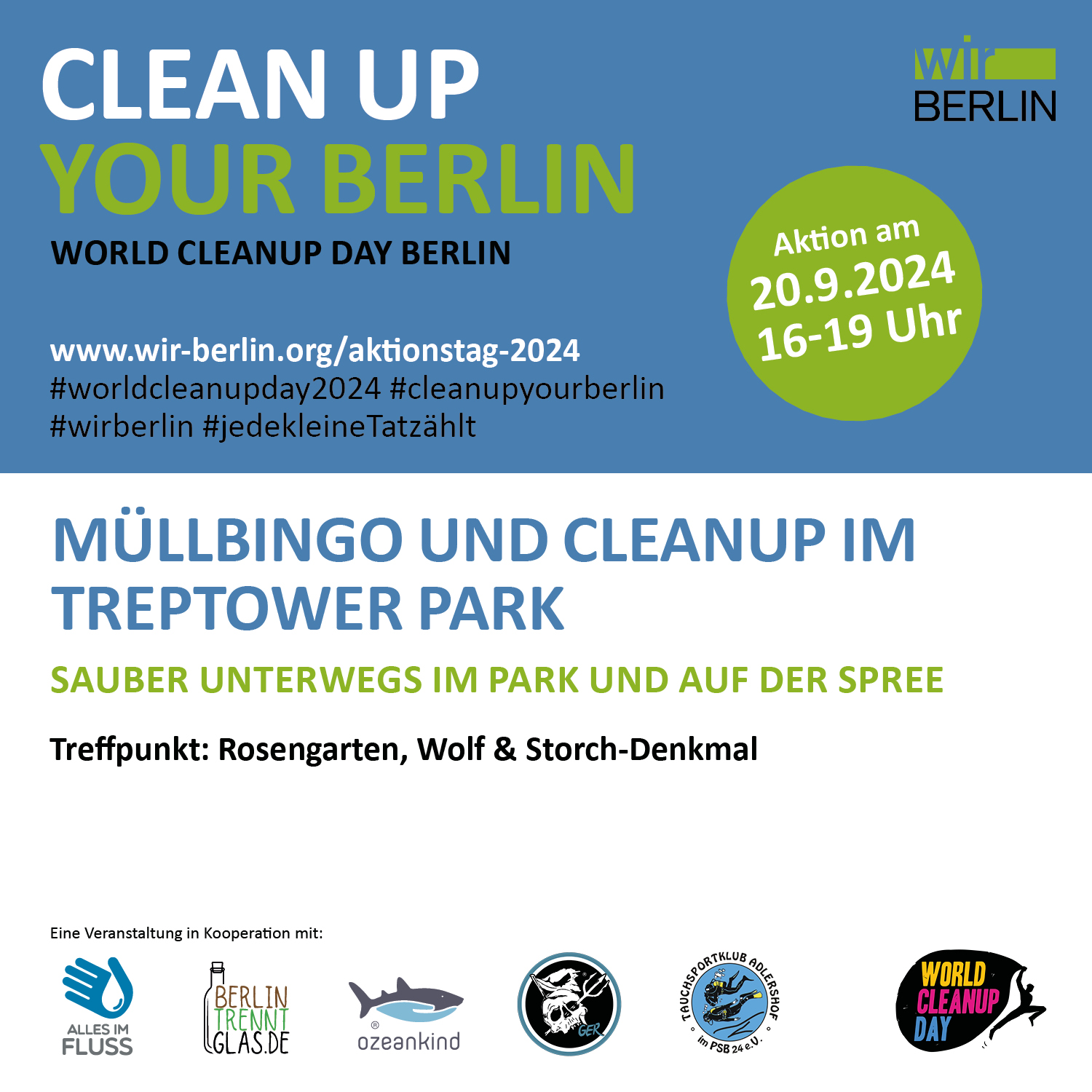 Müllbingo und Cleanup im Treptower Park (Berlin)